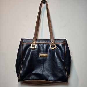 Capezio Vintage Leather Navy Brown Women's Tote Shoulder Bag